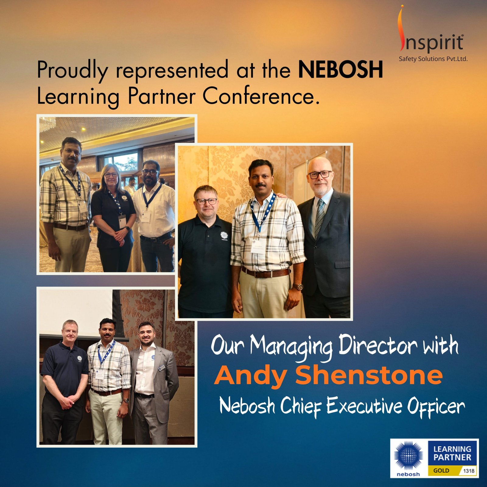 Inspirit representatives at NEBOSH Learning Partner Conference Chennai promoting the best NEBOSH course in Calicut and Thiruvalla Kerala